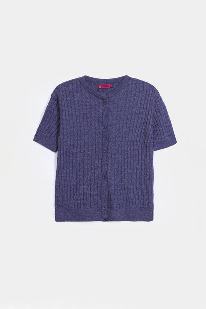 Cable Knit Short Sleeved Cardigan - Cougar Clothing