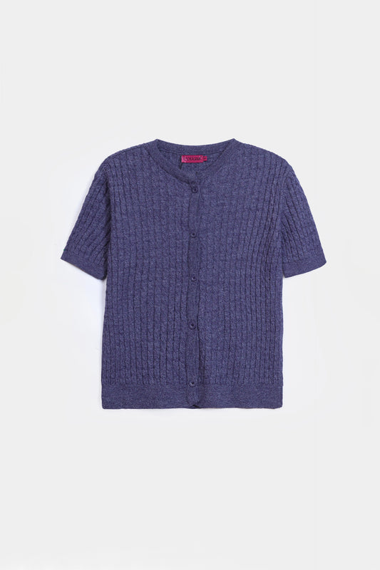 Cable Knit Short Sleeved Cardigan - Cougar Clothing