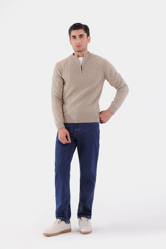 Textured Quarter Zip Sweater - Cougar Clothing