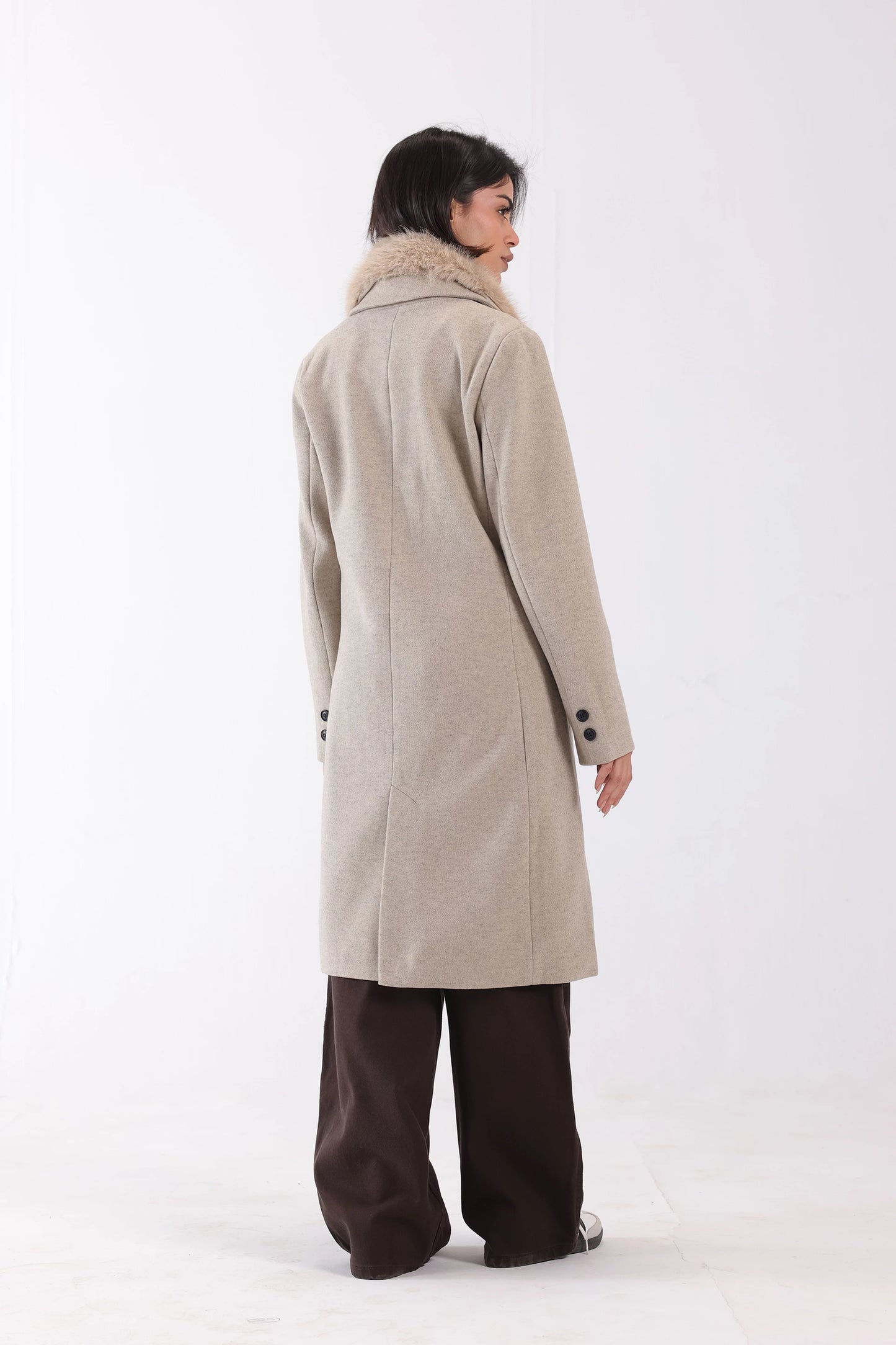 Long Coat With Detachable Faux Fur - Cougar Clothing