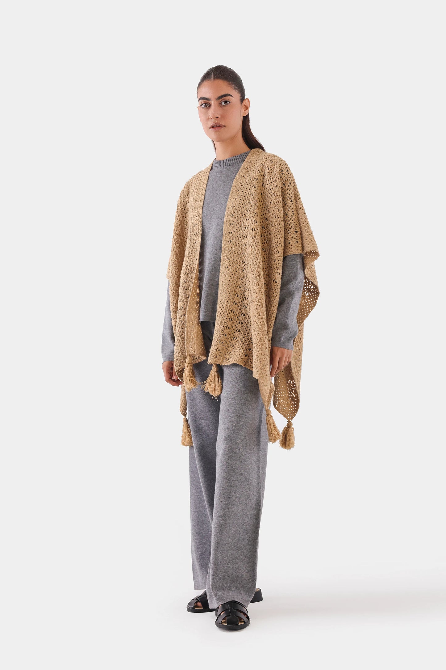 Cable Knit Cape Shawl