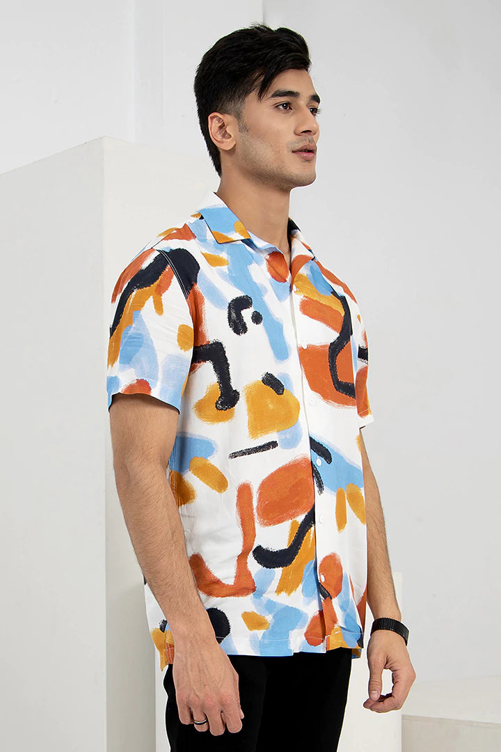 Abstract Print Multi Color Casual Shirt
