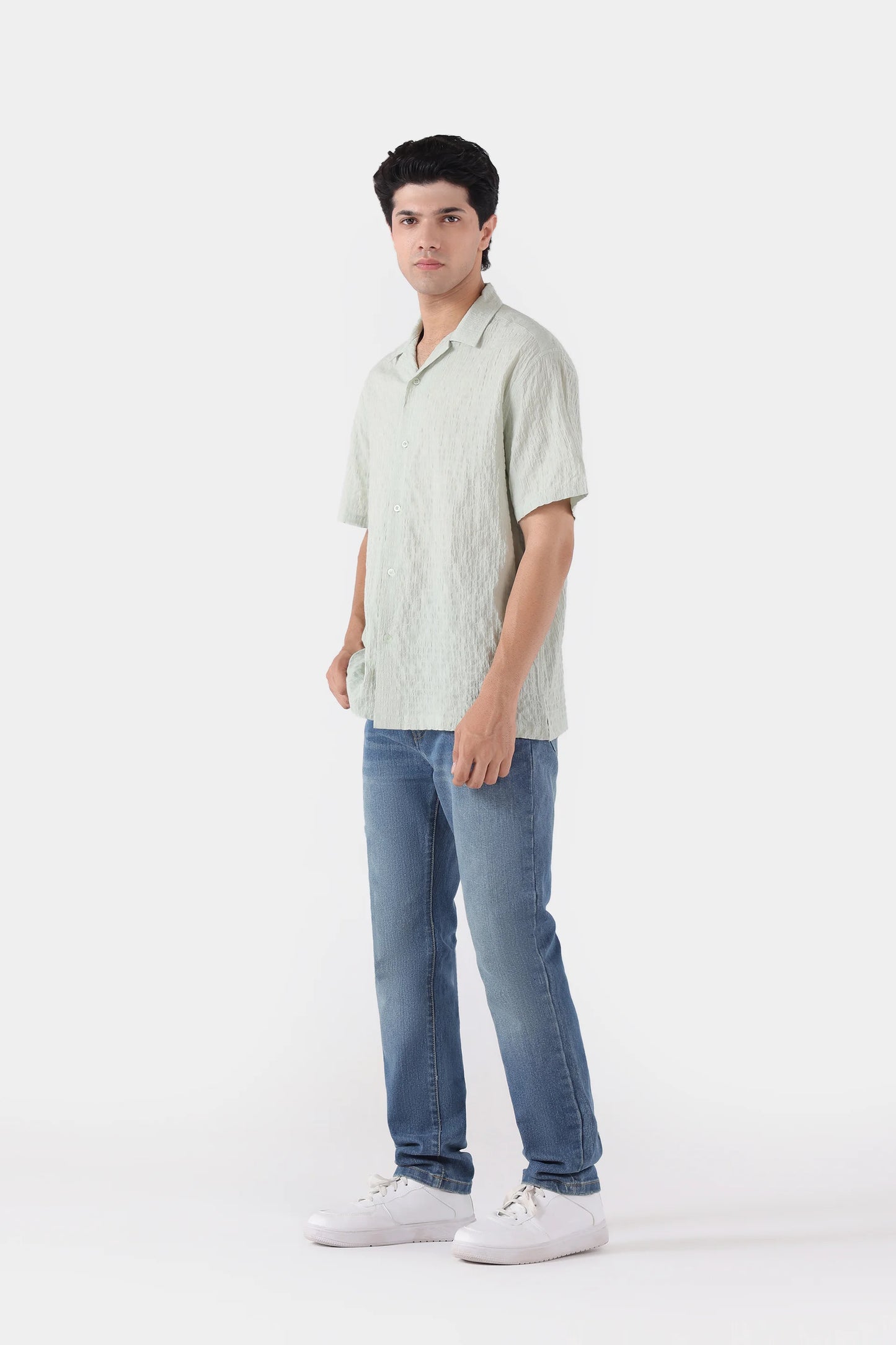 Relaxed Fit Seersucker Shirt - Cougar Clothing
