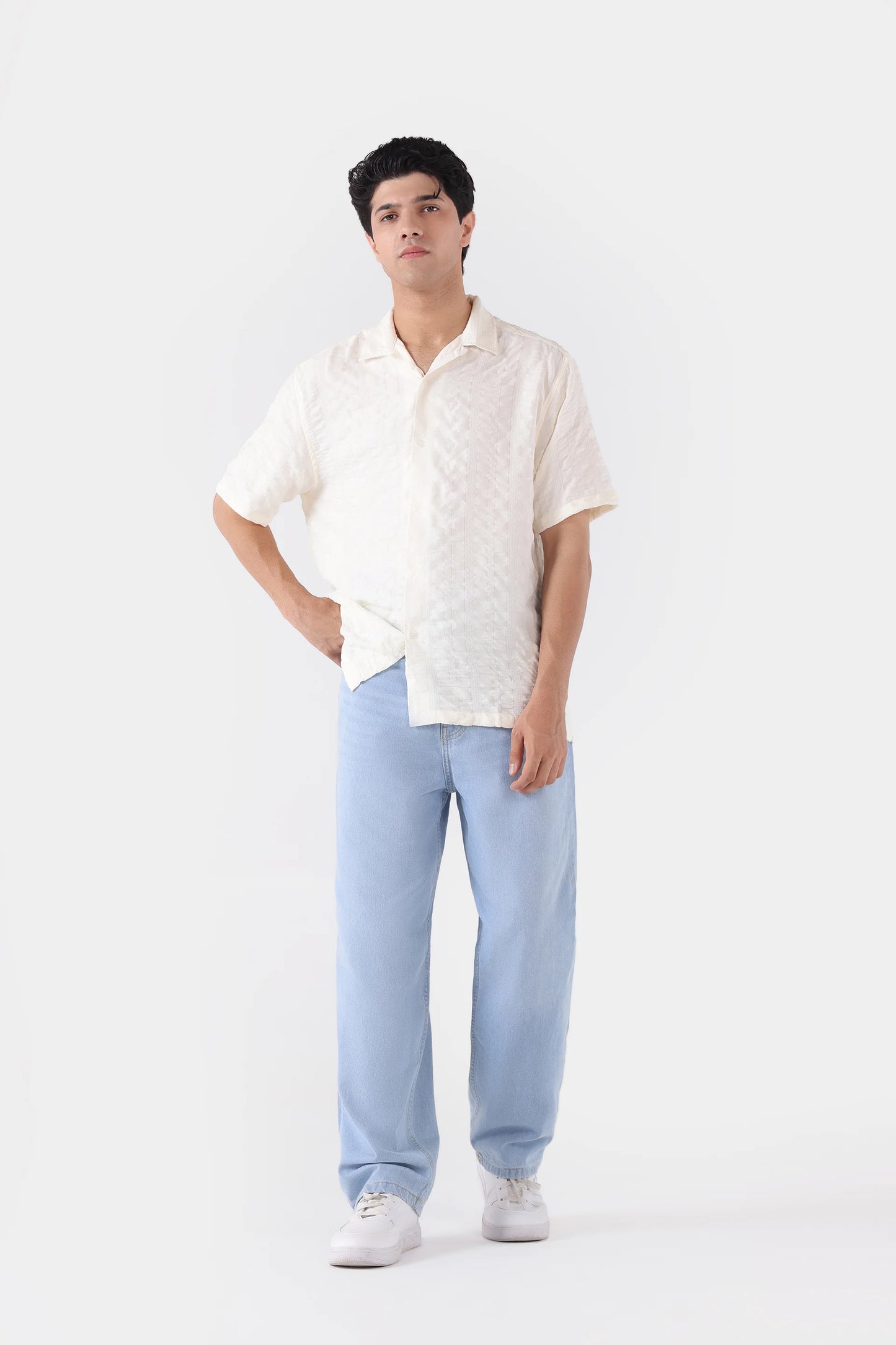 Relaxed Fit Seersucker Shirt - Cougar Clothing