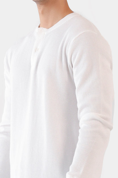 Waffle Knit Henley T-Shirt - Cougar Clothing