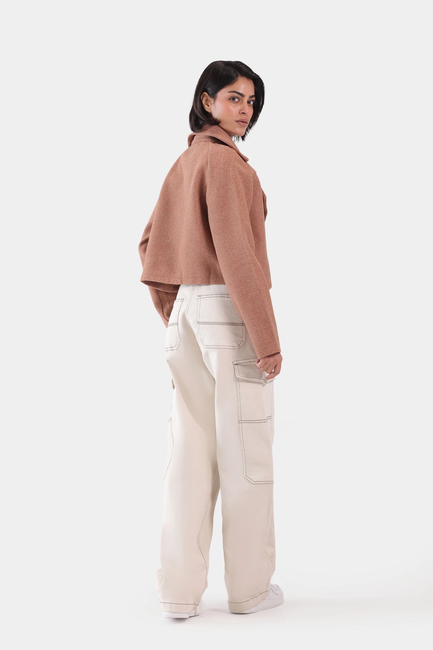 Notch Collar Cropped Jacket - Cougar Clothing