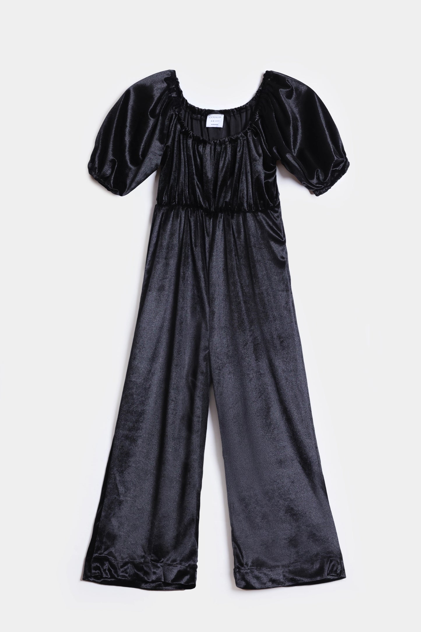 Puff Sleeves Velvet Jumpsuit - Cougar Clothing