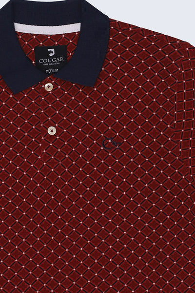 Red Printed Polo