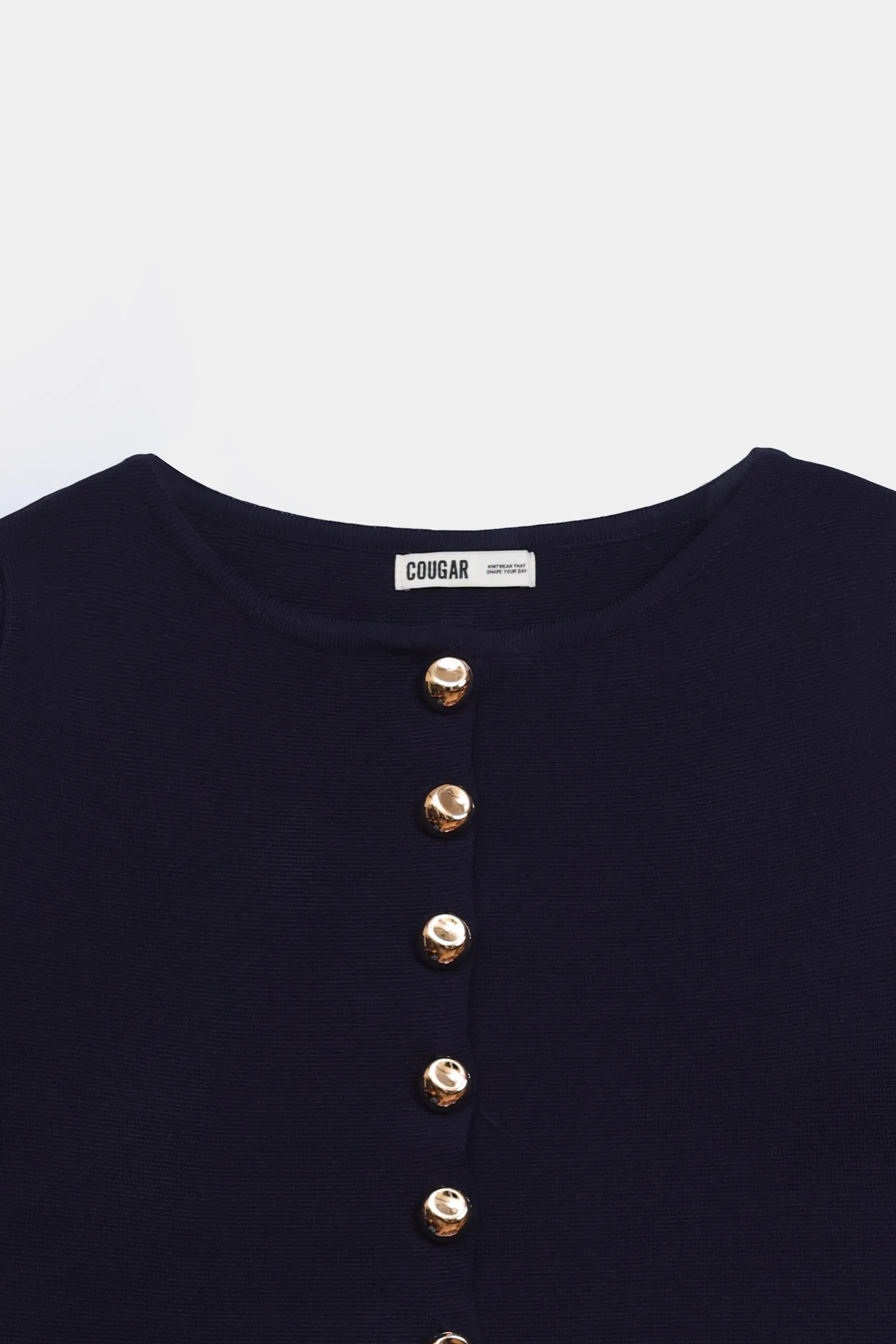 Cardigan With Golden Tone Buttons - Cougar Clothing