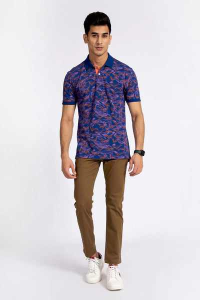 Royal Blue Printed Polo