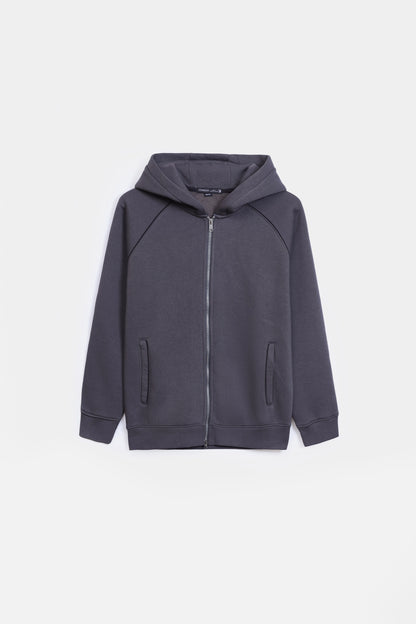 Relaxed Contrast Zip Hoodie - Cougar Clothing