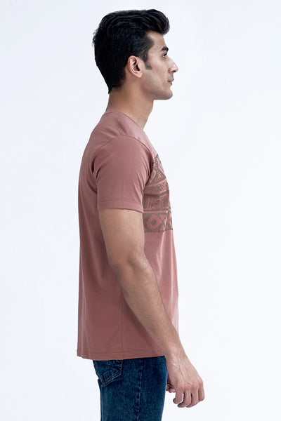 Clove Brown Tribal Print T-Shirt