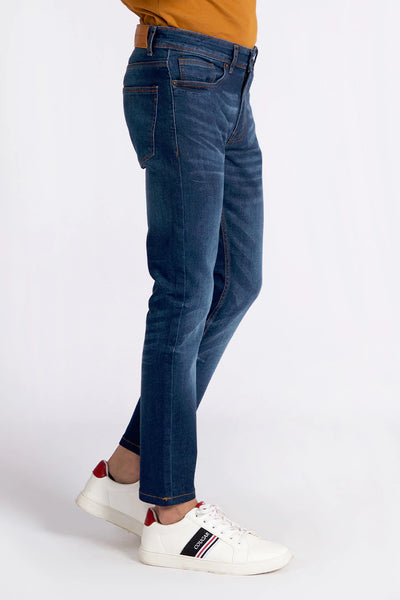 Dark Blue Faded Slim Fit Denim