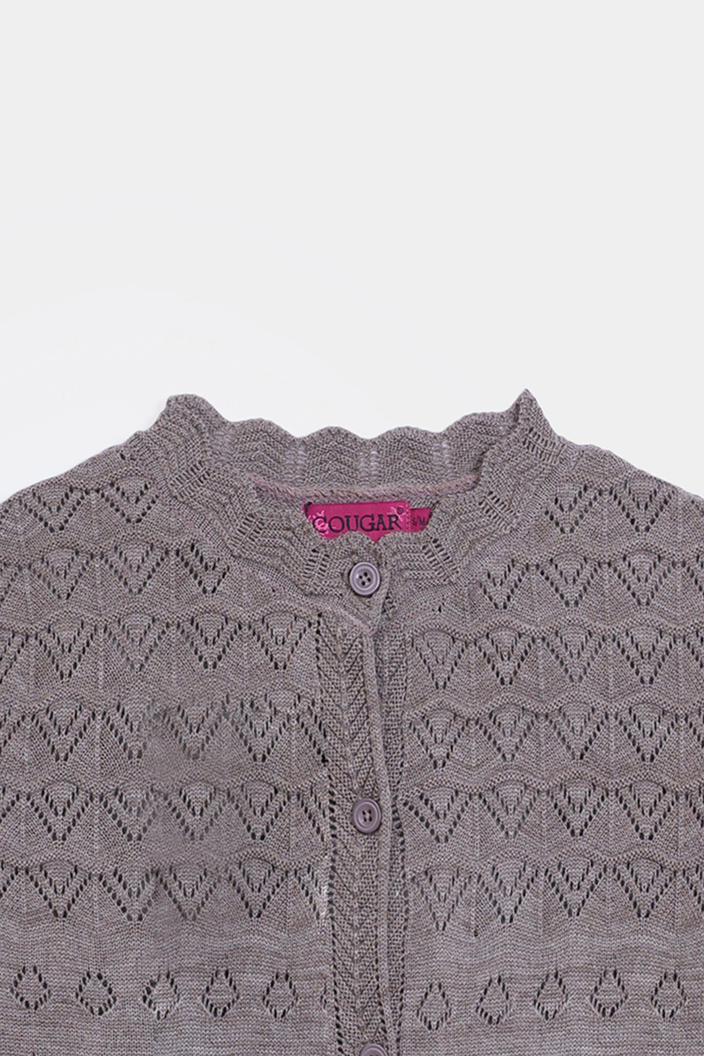 Scalloped Crochet Knit Cardigan - Cougar Clothing