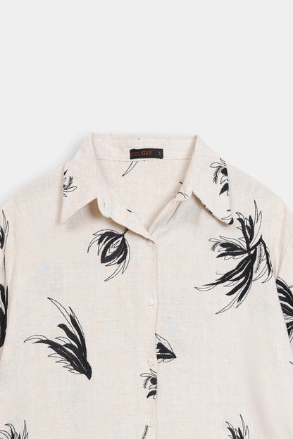 Slub Cotton Printed Shirt