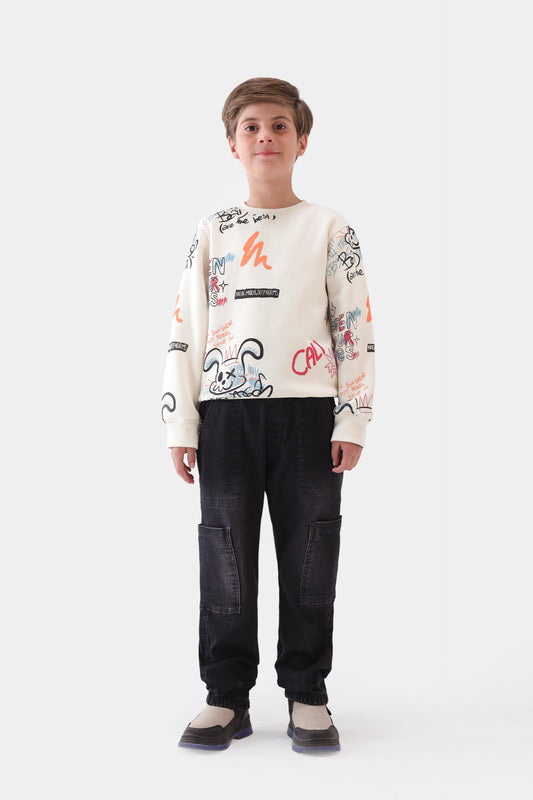 Graphic Print Fleece Sweatshirt