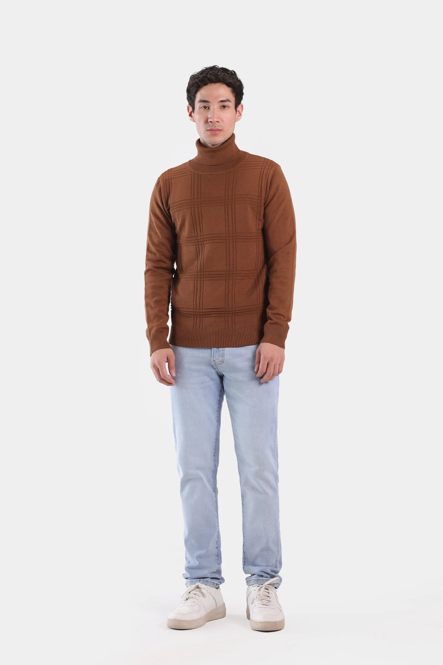 Roll Neck Square Knit Sweater - Cougar Clothing