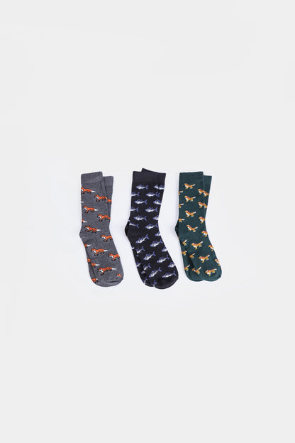 Pack of 3 Patter Crew Socks - Cougar Clothing