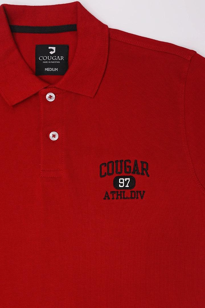 Red Embroidered Polo