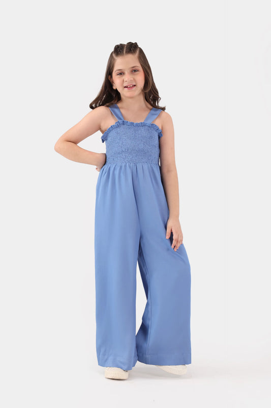 Smocked Chambray Jumpsuit - Cougar Clothing