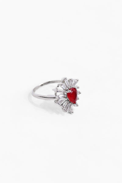 Drop Shape Red Stone Ring