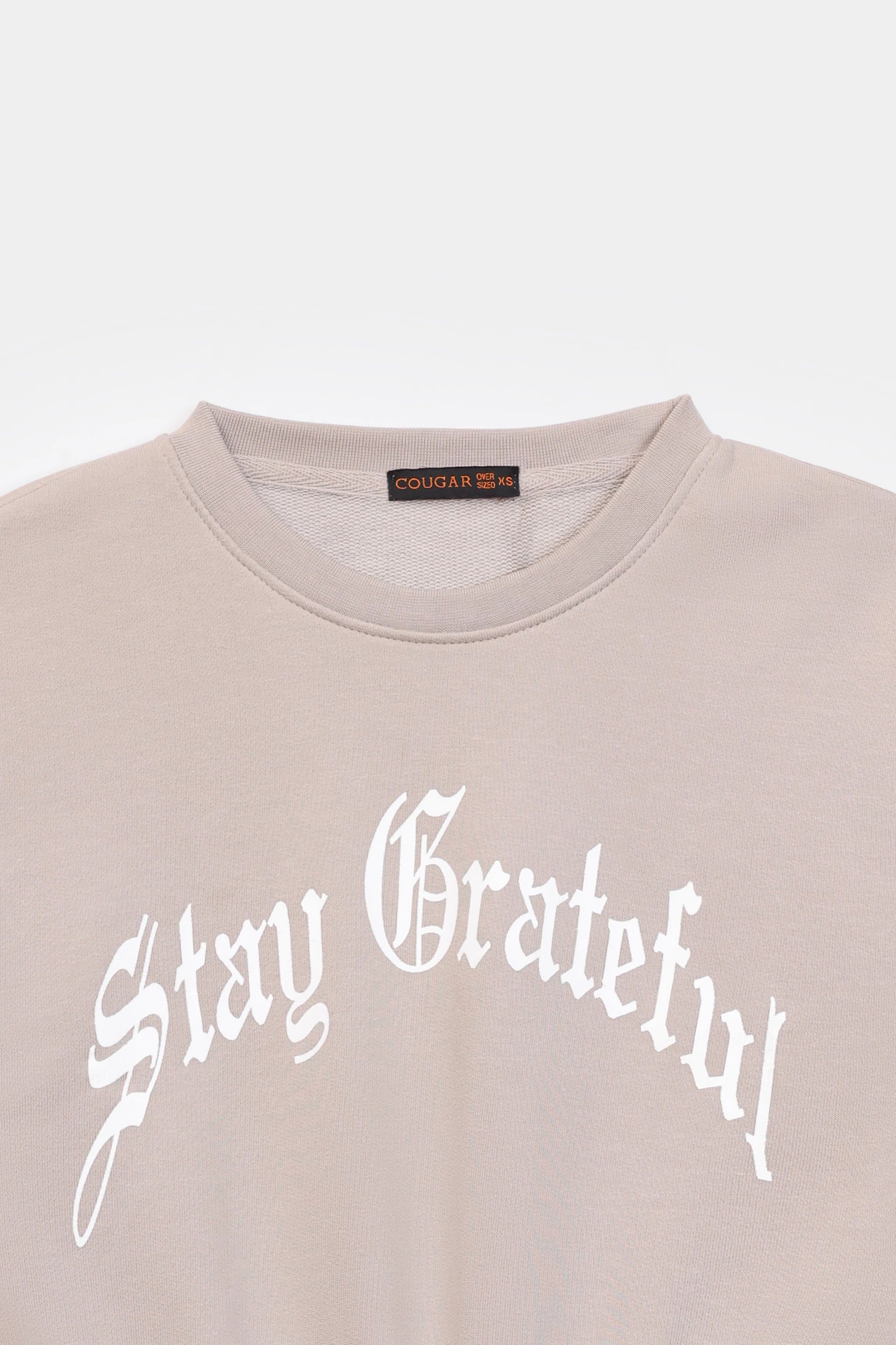 Cropped Text Print Sweatshirt - Cougar Clothing