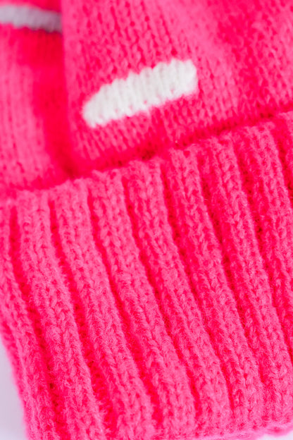 Pattern Knit Pom-Pom Beanie - Cougar Clothing