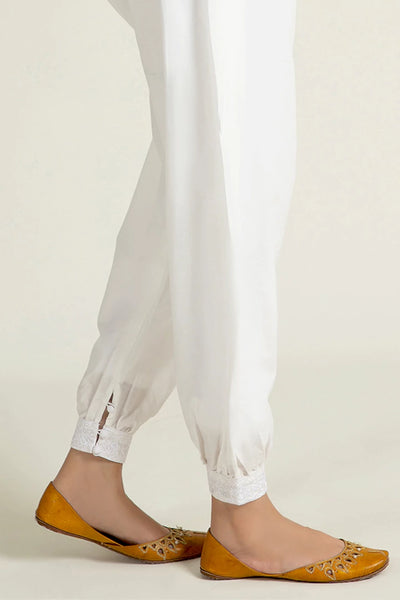 White Classic Embroidered Shalwar