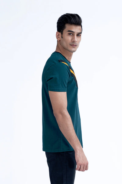 Dark Teal Contrast Striped T-Shirt