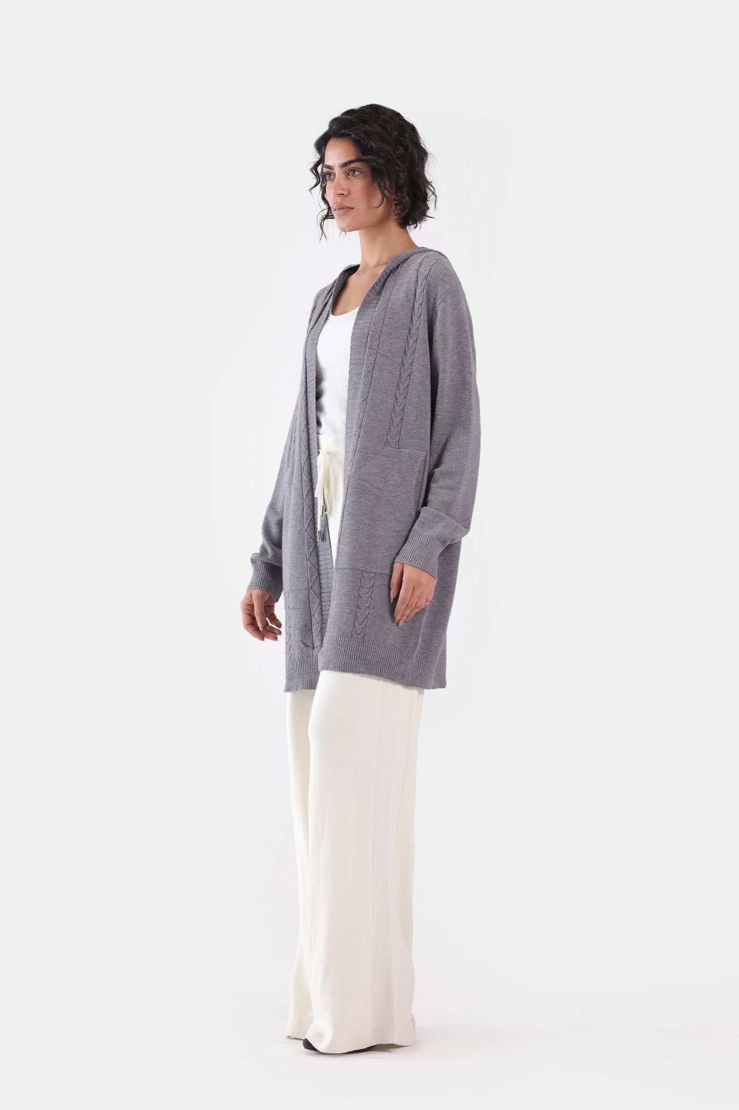 Hooded Fine Gauge Knit Cardigan - Cougar Clothing