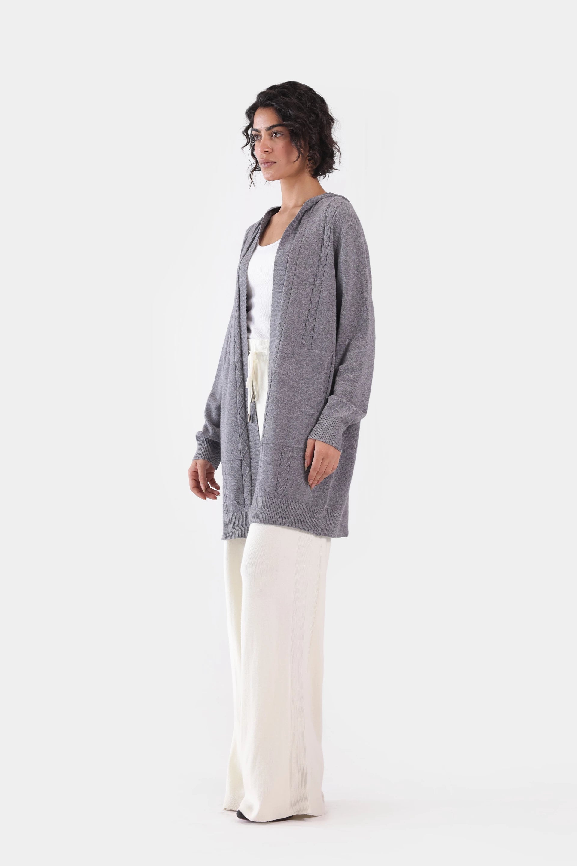 Hooded Fine Gauge Knit Cardigan - Cougar Clothing