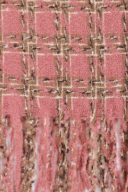 Contrast Check Pattern Knitted Shawl - Cougar Clothing