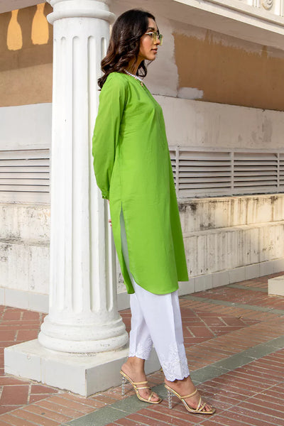 Green Cuffed Sleeves Kurti