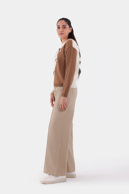 Color Block Bow-Detailed Sweater - Cougar Clothing