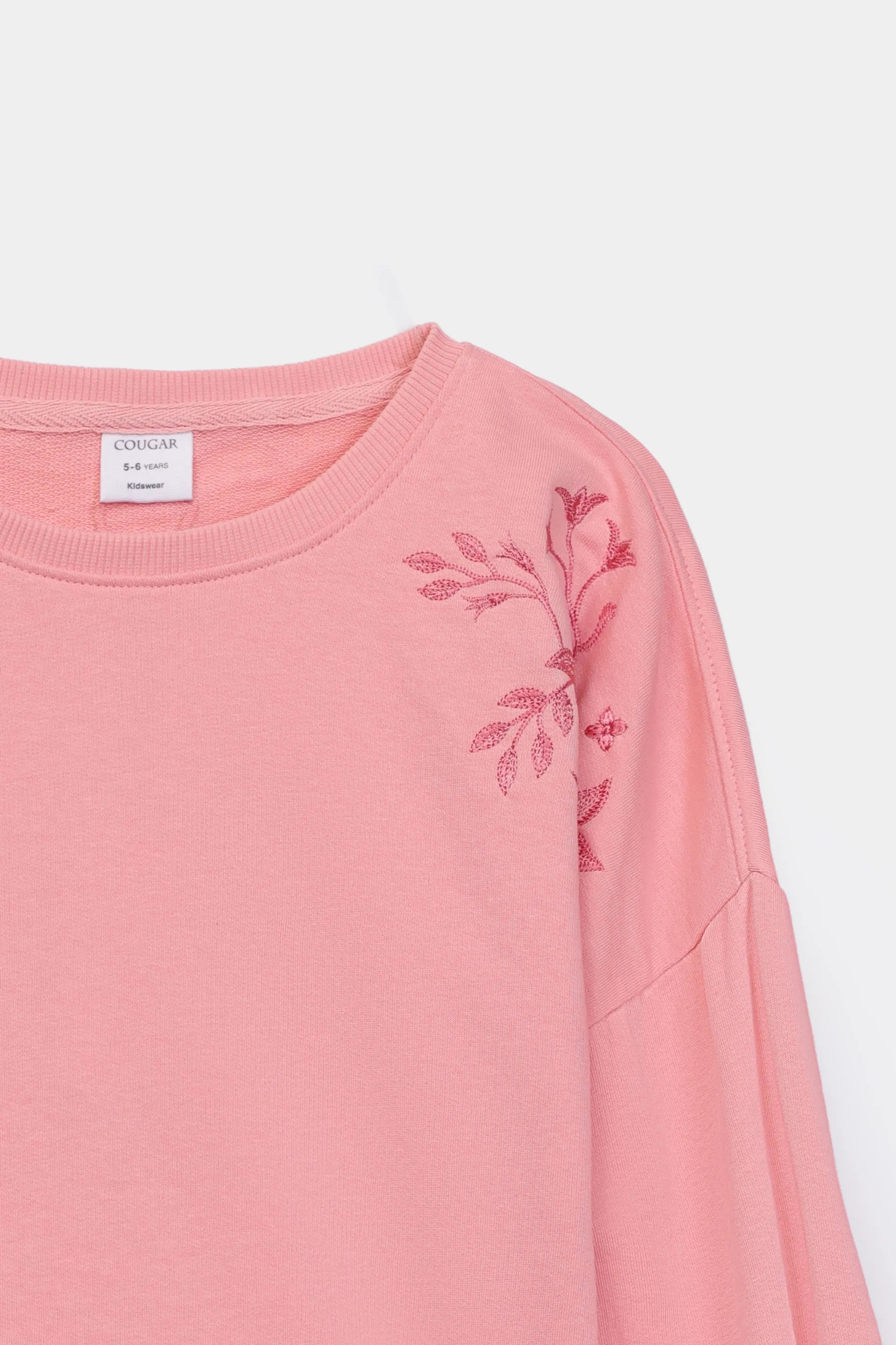 Balloon Sleeved Embroidered Sweatshirt - Cougar Clothing