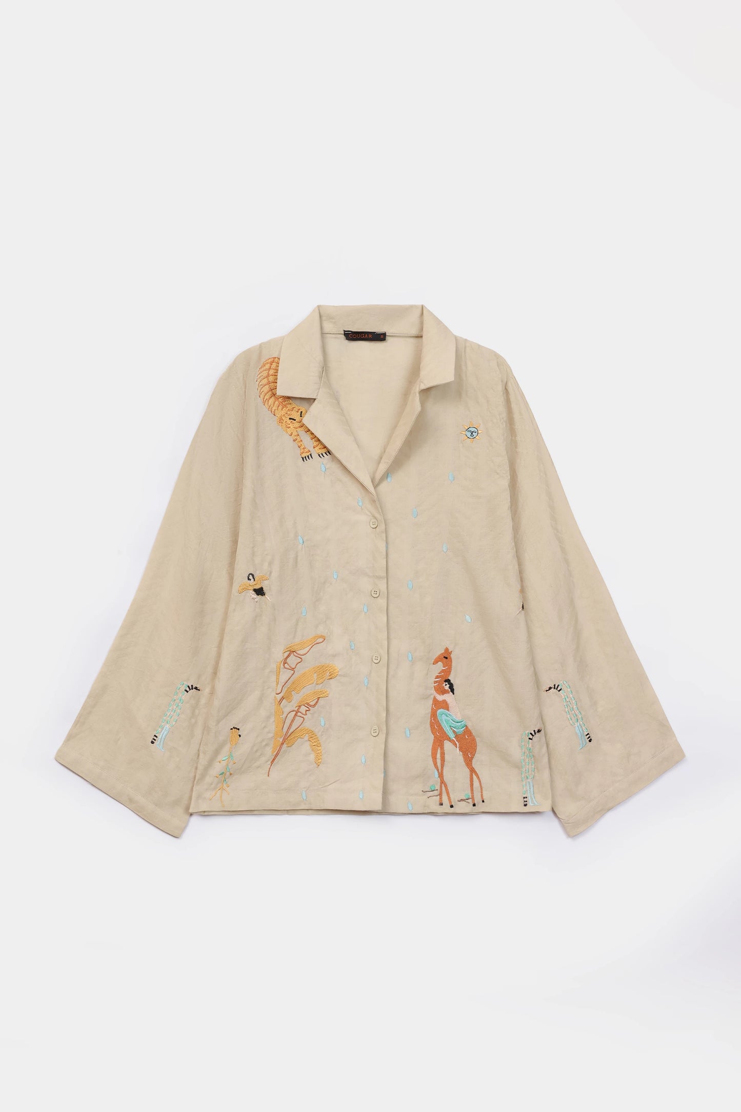 Self Jacquard Embroidered Button-Down - Cougar Clothing