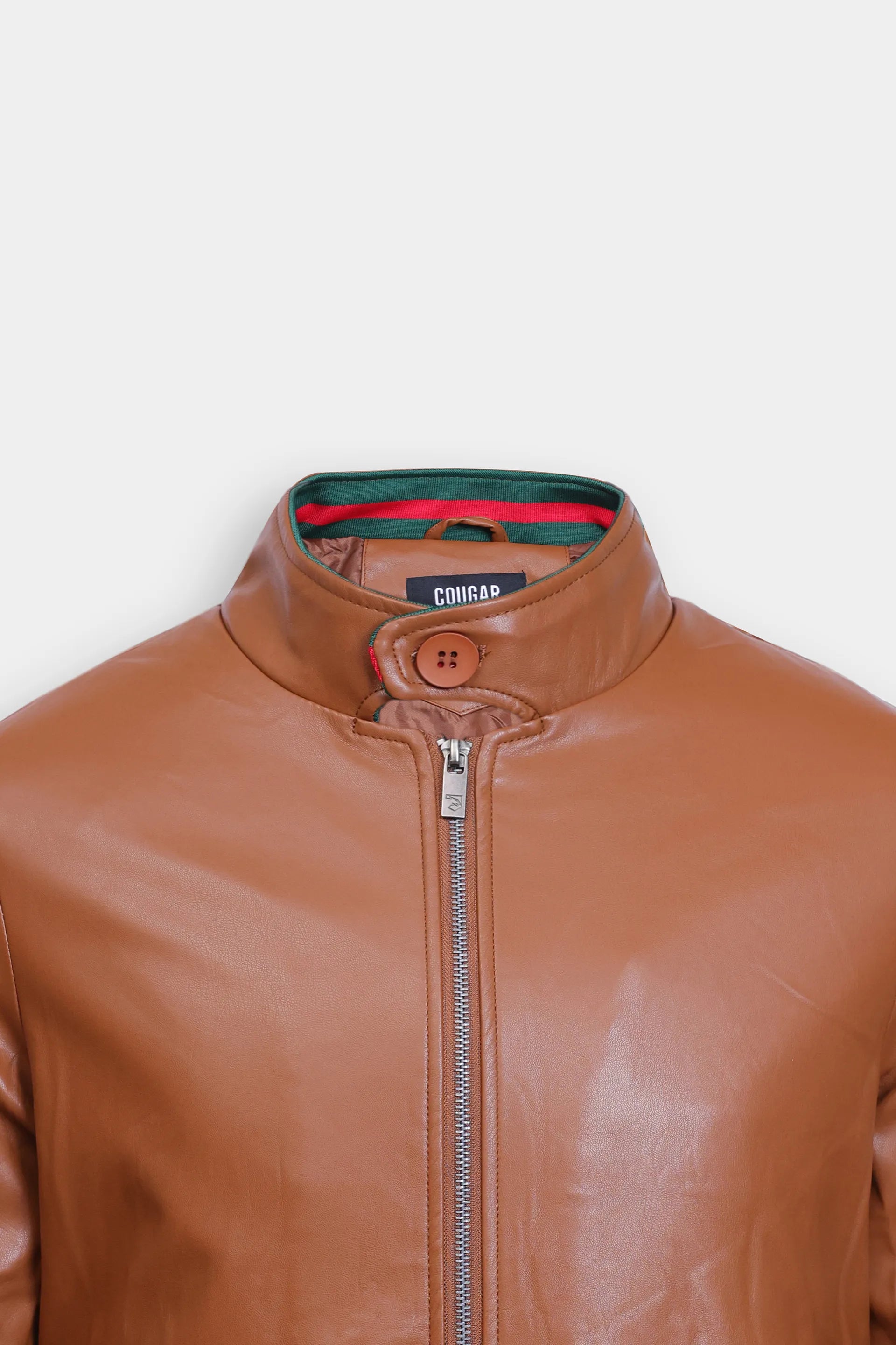 Faux Leather Jacket With Web-Details - Cougar Clothing