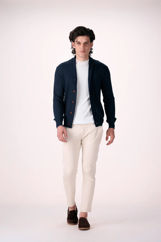 Shawl Neck Button-Down Cardigan - Cougar Clothing