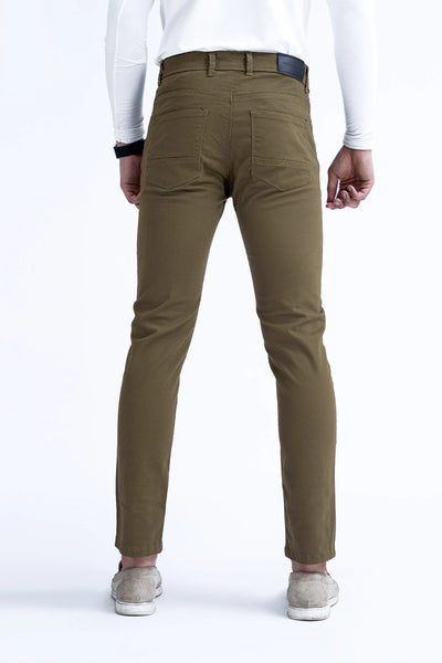 Olive Slim Fit Five Pocket Pants