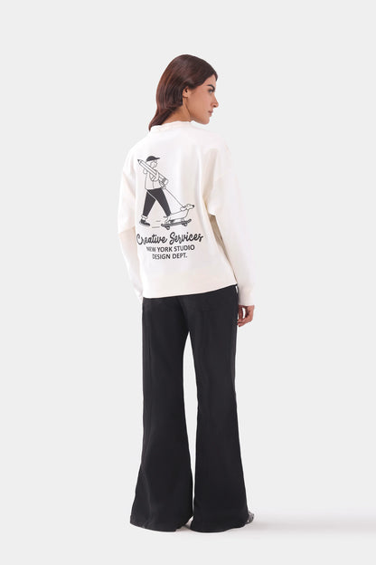 Oversized Back Printed Sweatshirt