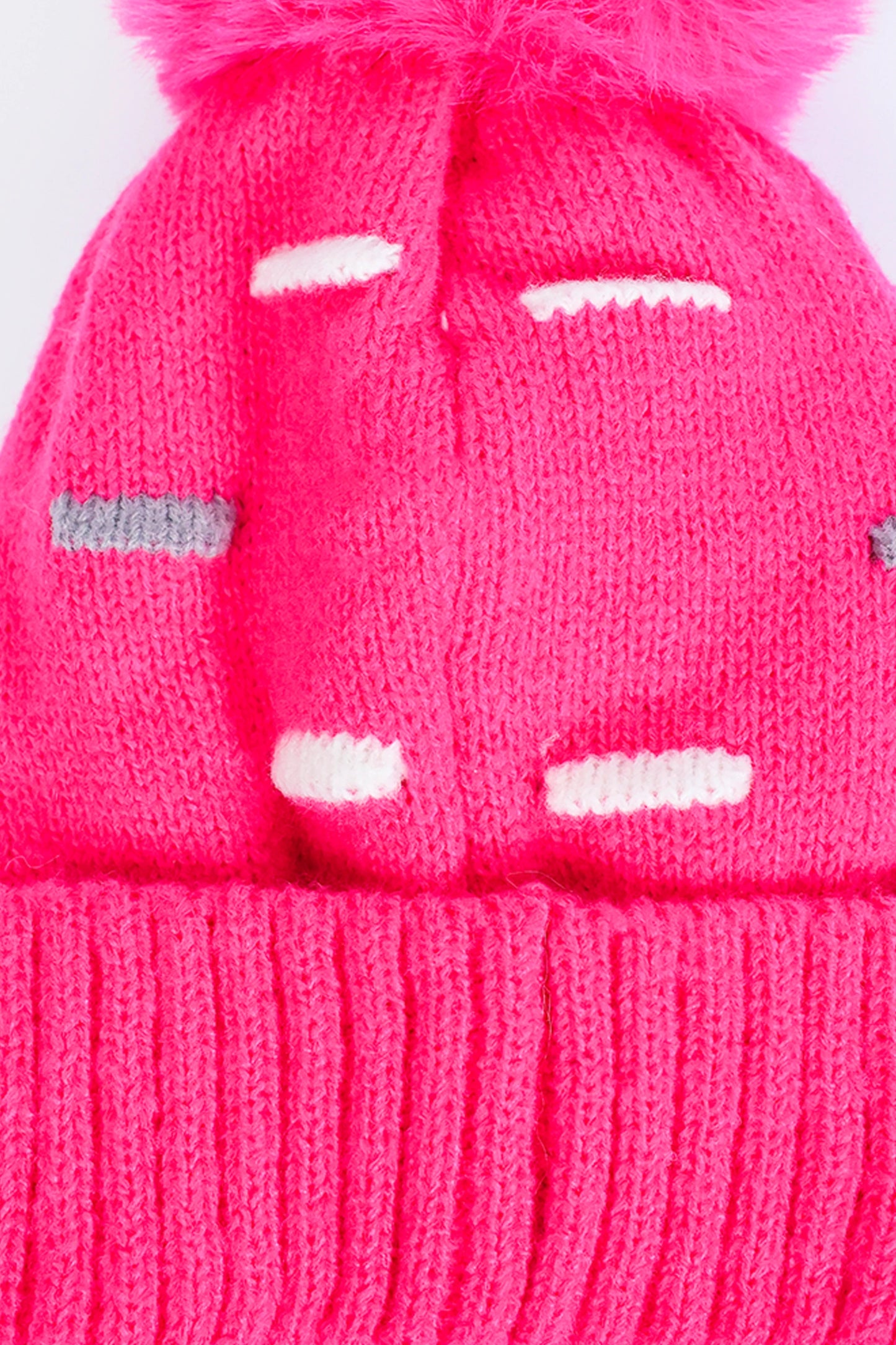 Pattern Knit Pom-Pom Beanie - Cougar Clothing
