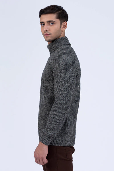 Black Knitted High Neck Sweater