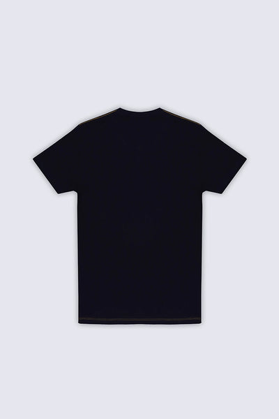 Navy Round Neck Color Block T-Shirt