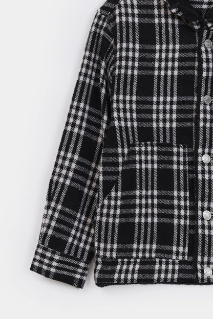 Sherpa Collar Flannel Shacket - Cougar Clothing