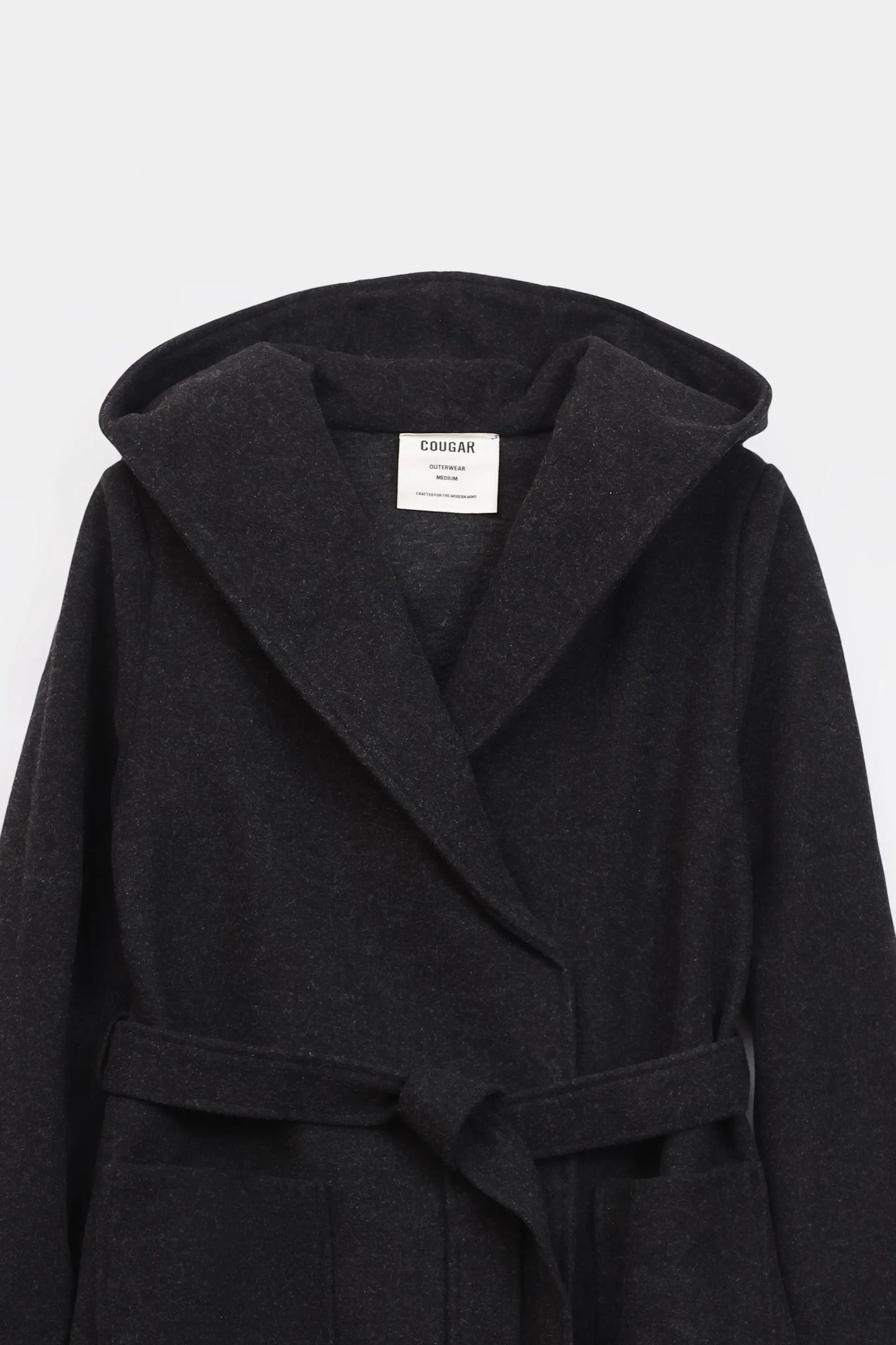 Hooded Belted Coat - Cougar Clothing