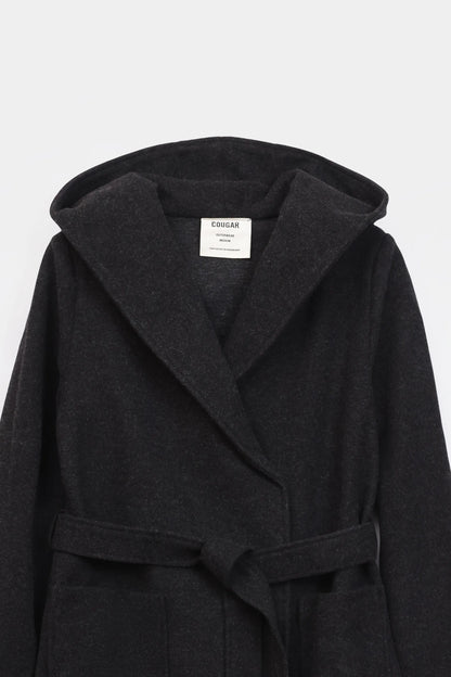 Hooded Belted Coat - Cougar Clothing
