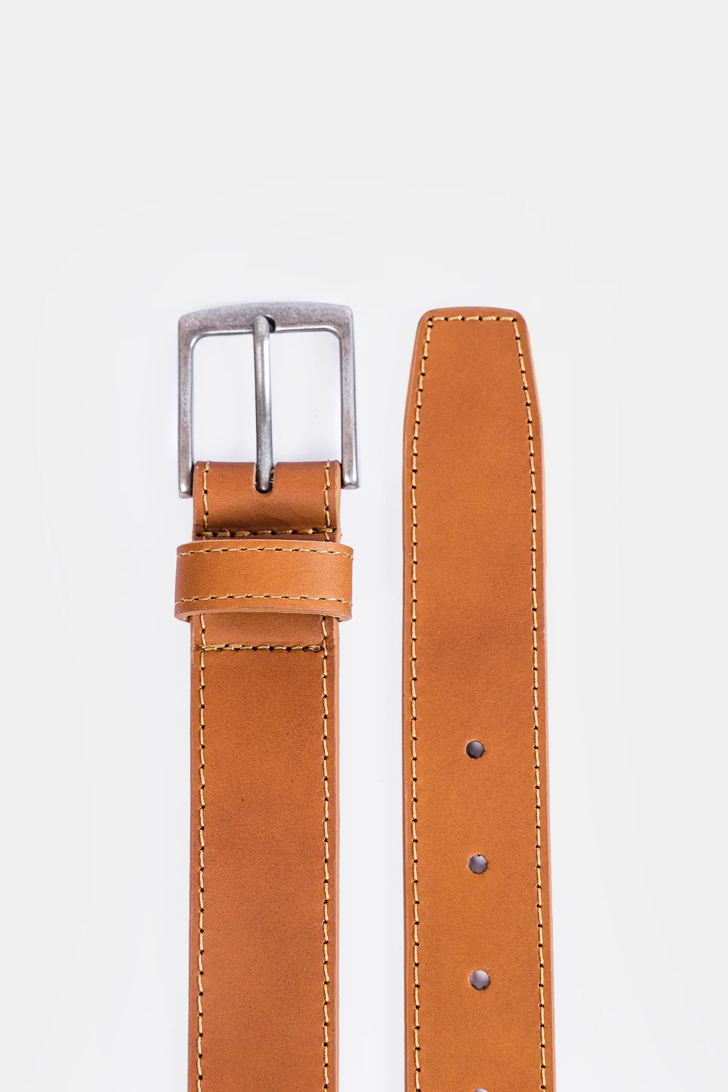 Leather Belt With Side Stitching - Cougar Clothing