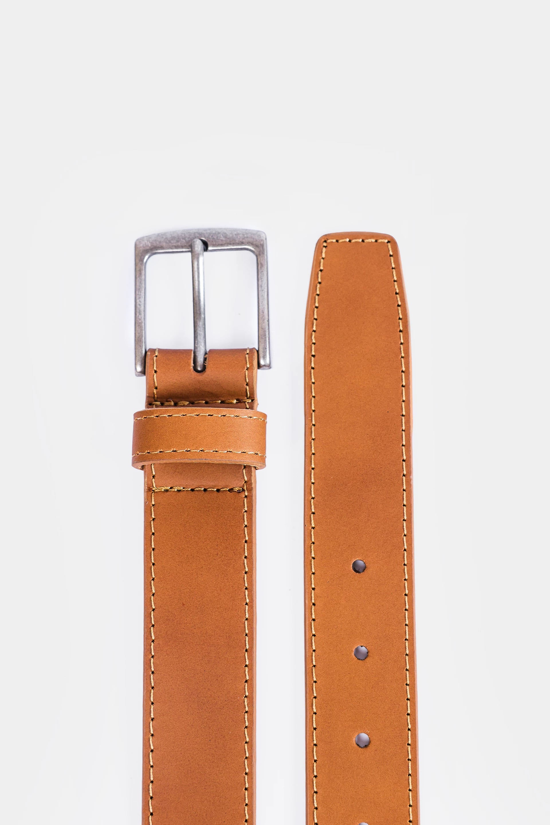 Leather Belt With Side Stitching - Cougar Clothing