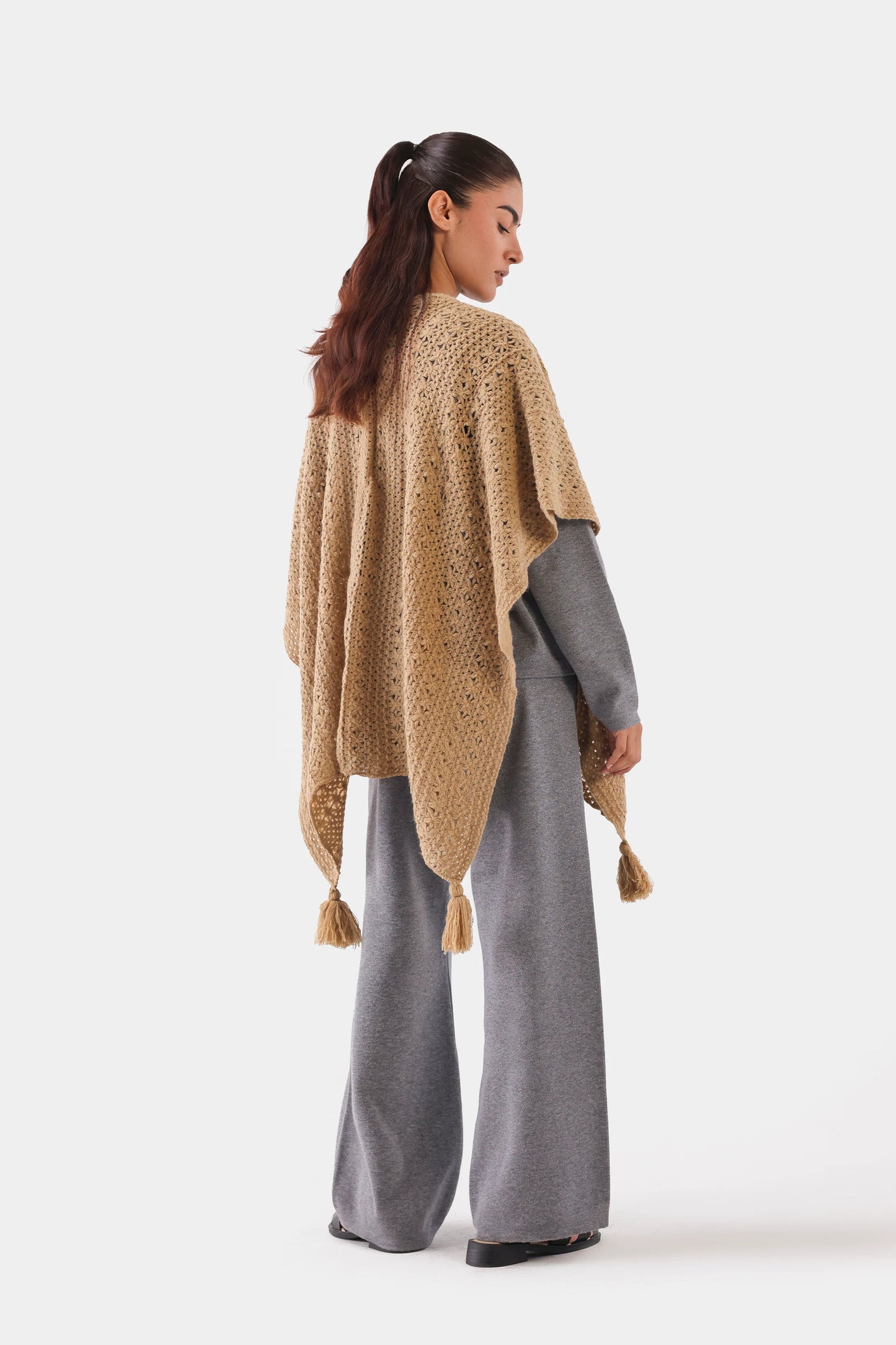 Cable Knit Cape Shawl