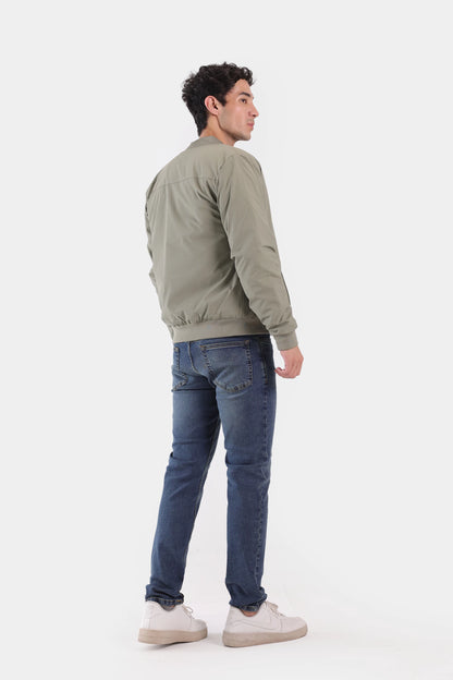 Bomber Jacket With Tonal Zip - Cougar Clothing
